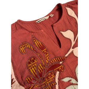 NWOT Soft Surroundings Size Petite XS Tierra Gauze Burnt Orange Beaded Palm Tree